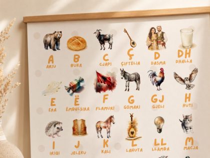 Alfabeti shqip me motive tradicionale – Poster për fëmijë