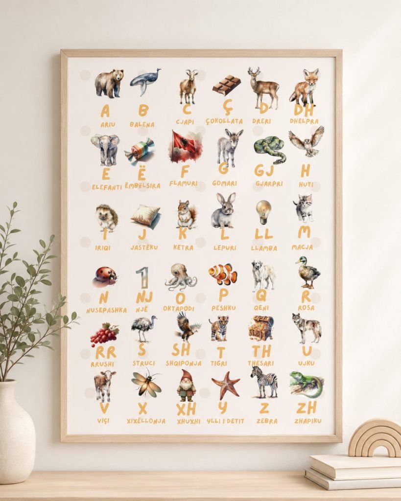 Alfabeti shqip me figura – Edicioni Balena – Poster për fëmijë · 7