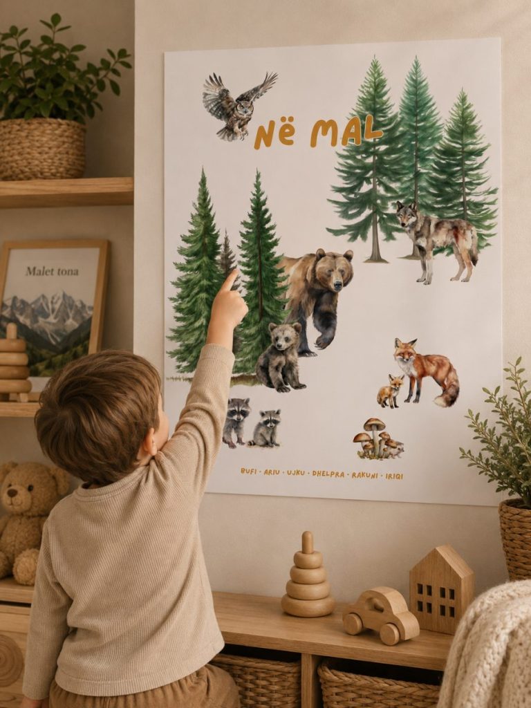 Poster për fëmijë – Në mal: Ariu dhe kafshët e pyllit · 4