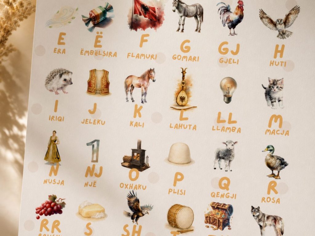 Alfabeti shqip me motive tradicionale – Poster për fëmijë · 7