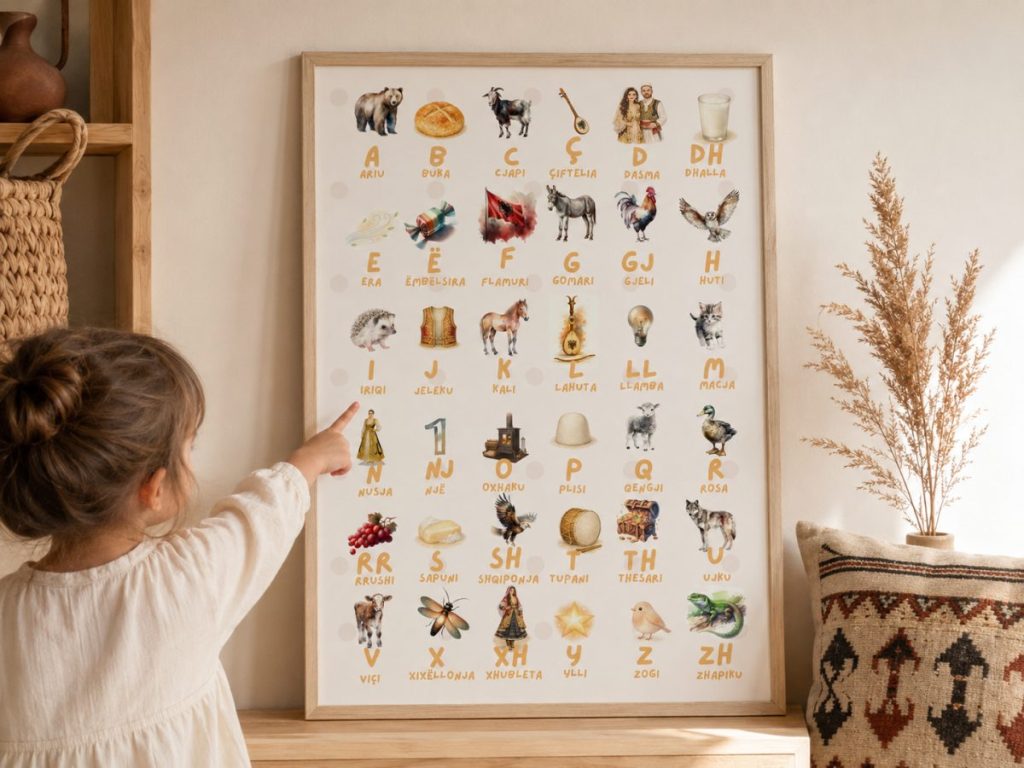 Alfabeti shqip me motive tradicionale – Poster për fëmijë · 5