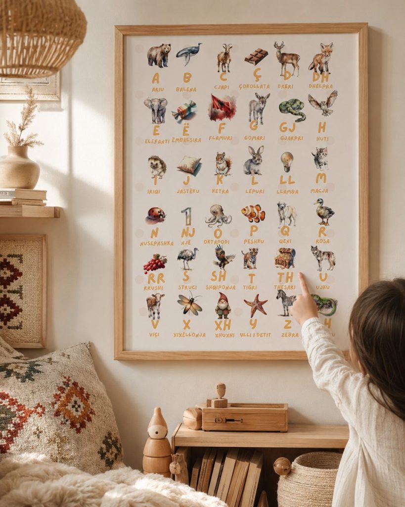 Alfabeti shqip me figura – Edicioni Balena – Poster për fëmijë · 3