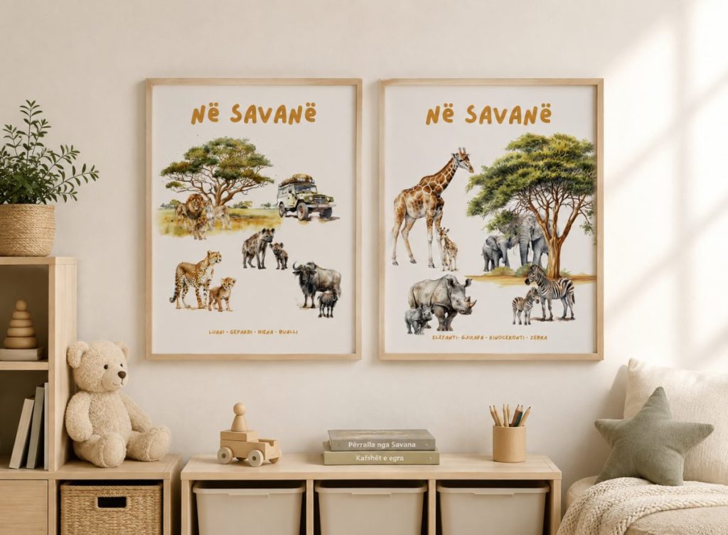Në savanë – set me dy postera për fëmijë · 1