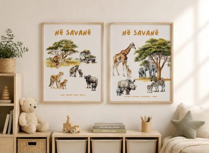 Në savanë – set me dy postera për fëmijë