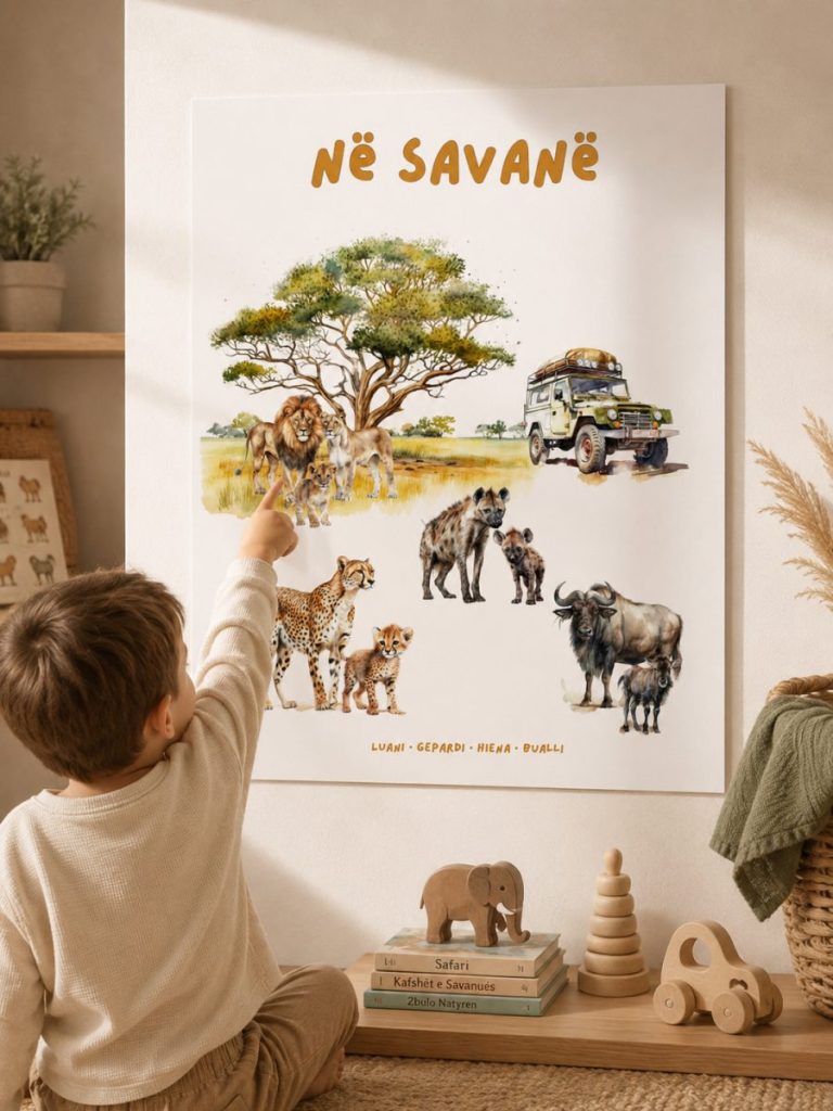 Poster për fëmijë – Në savanë: Luani dhe miqtë e tij · 1