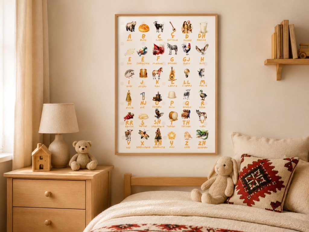 Alfabeti shqip me motive tradicionale – Poster për fëmijë · 4