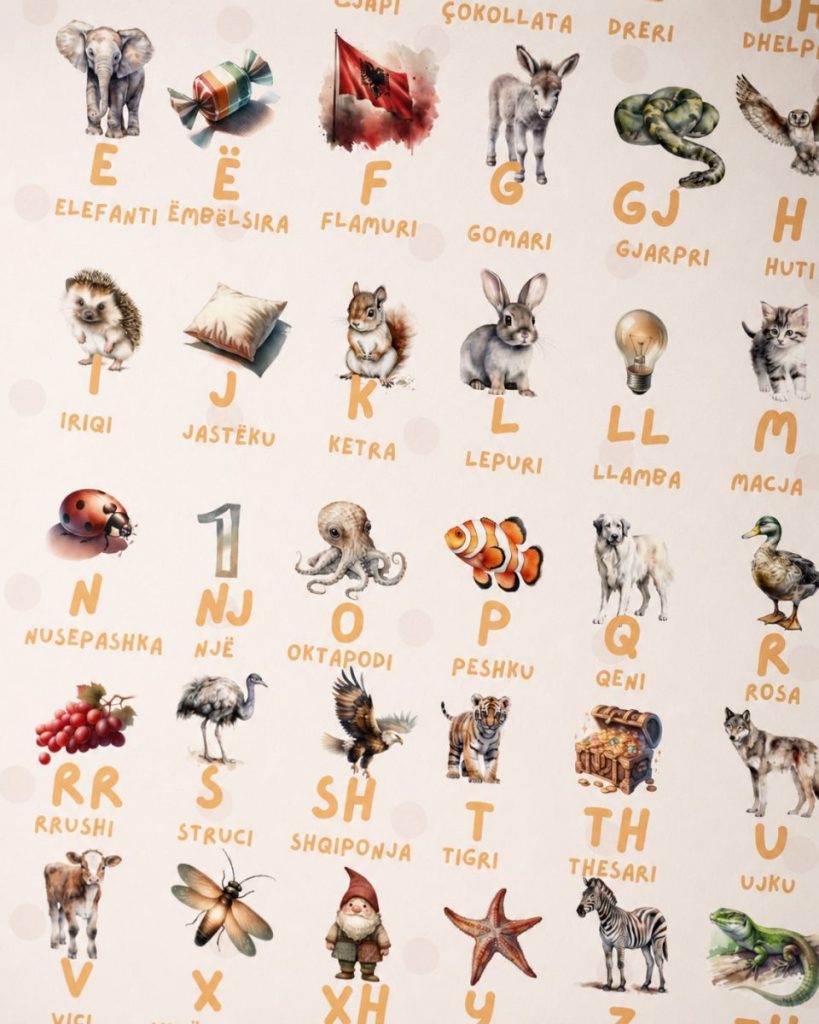 Alfabeti shqip me figura – Edicioni Balena – Poster për fëmijë · 4