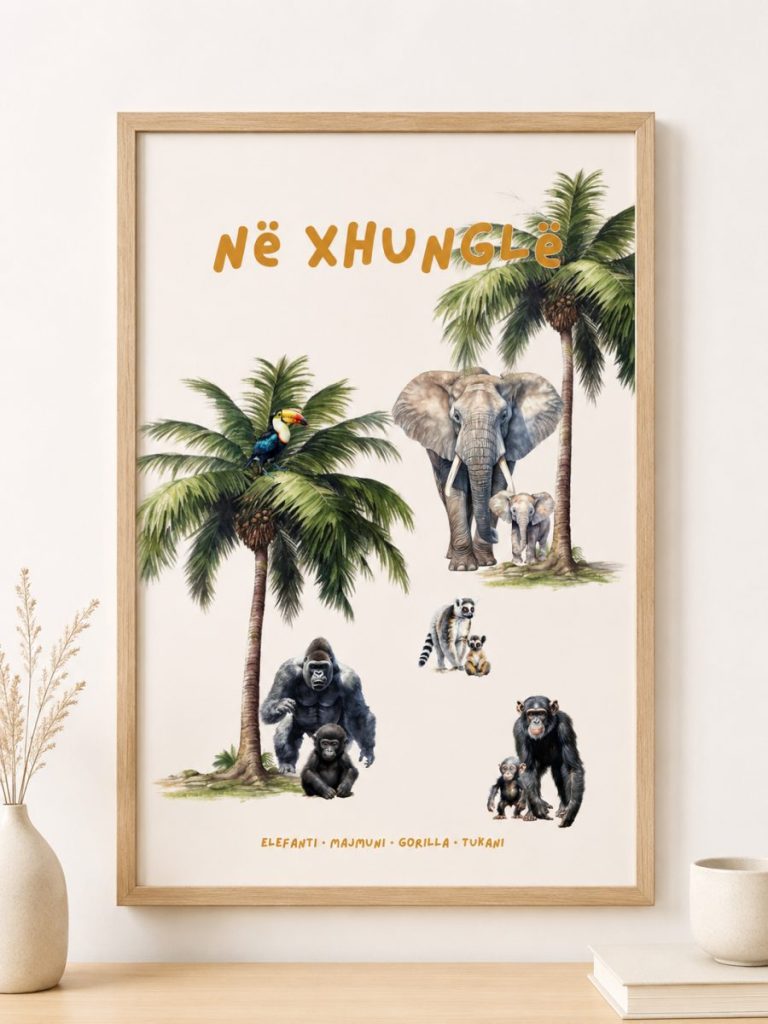Poster për fëmijë – Në xhungël: Elefanti dhe majmunët · 3