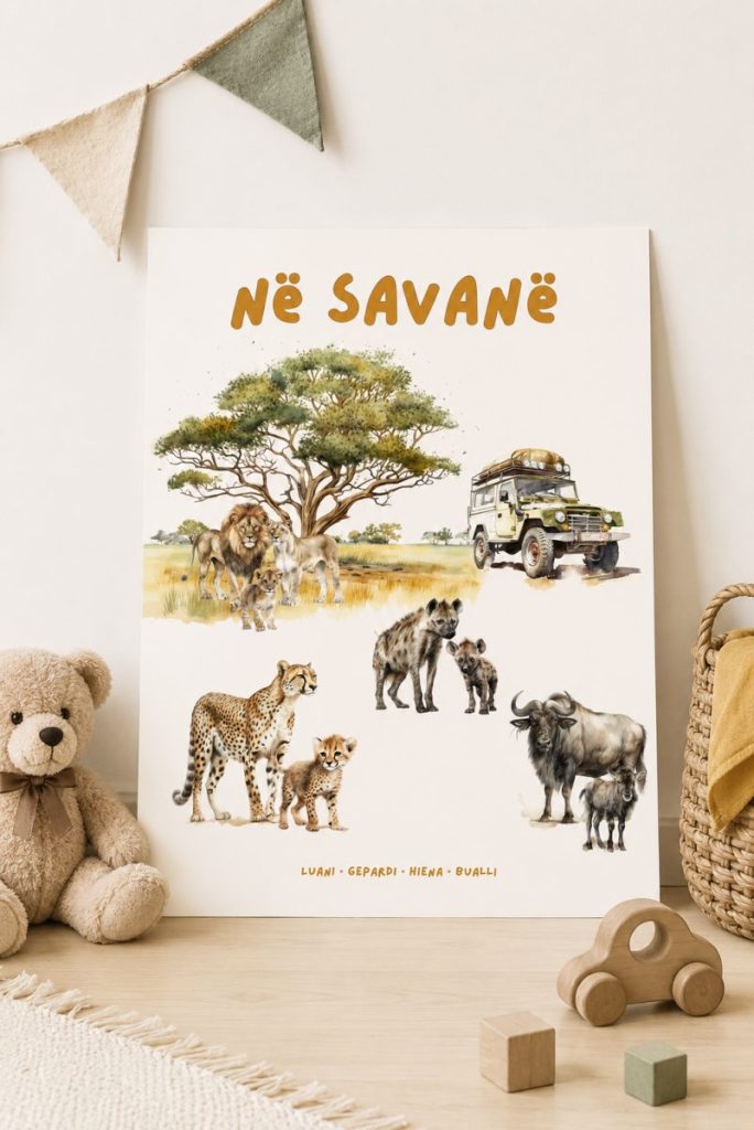 Poster për fëmijë – Në savanë: Luani dhe miqtë e tij · 4