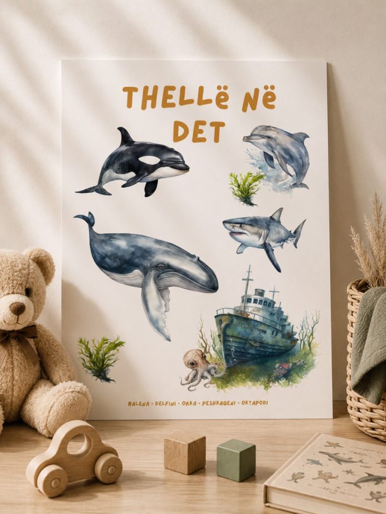 Poster për fëmijë – Thellë në det: Balena dhe anija · 1